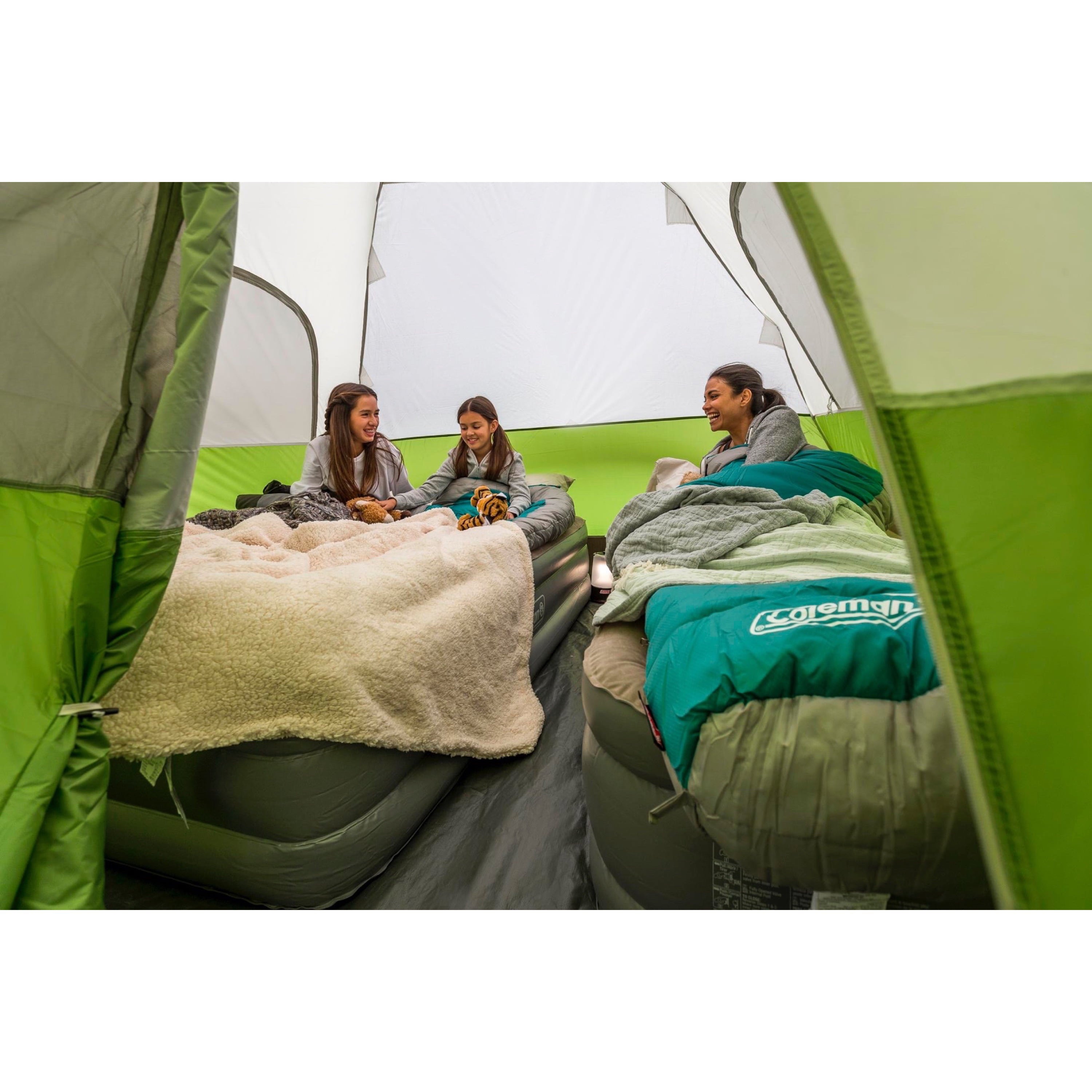 Coleman Evanston 6-Person Dome Tent with Screen Room， 2 Rooms， Green