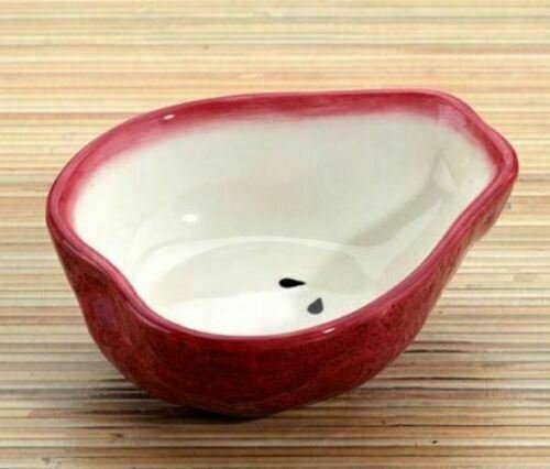 1 Red Pear Dipping Bowl， Set of 2 Collectible Fruit Ceramic Glass EBR02