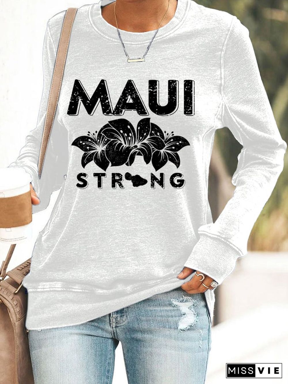 Maui Strong Crew Neck Casual Sweatshirt