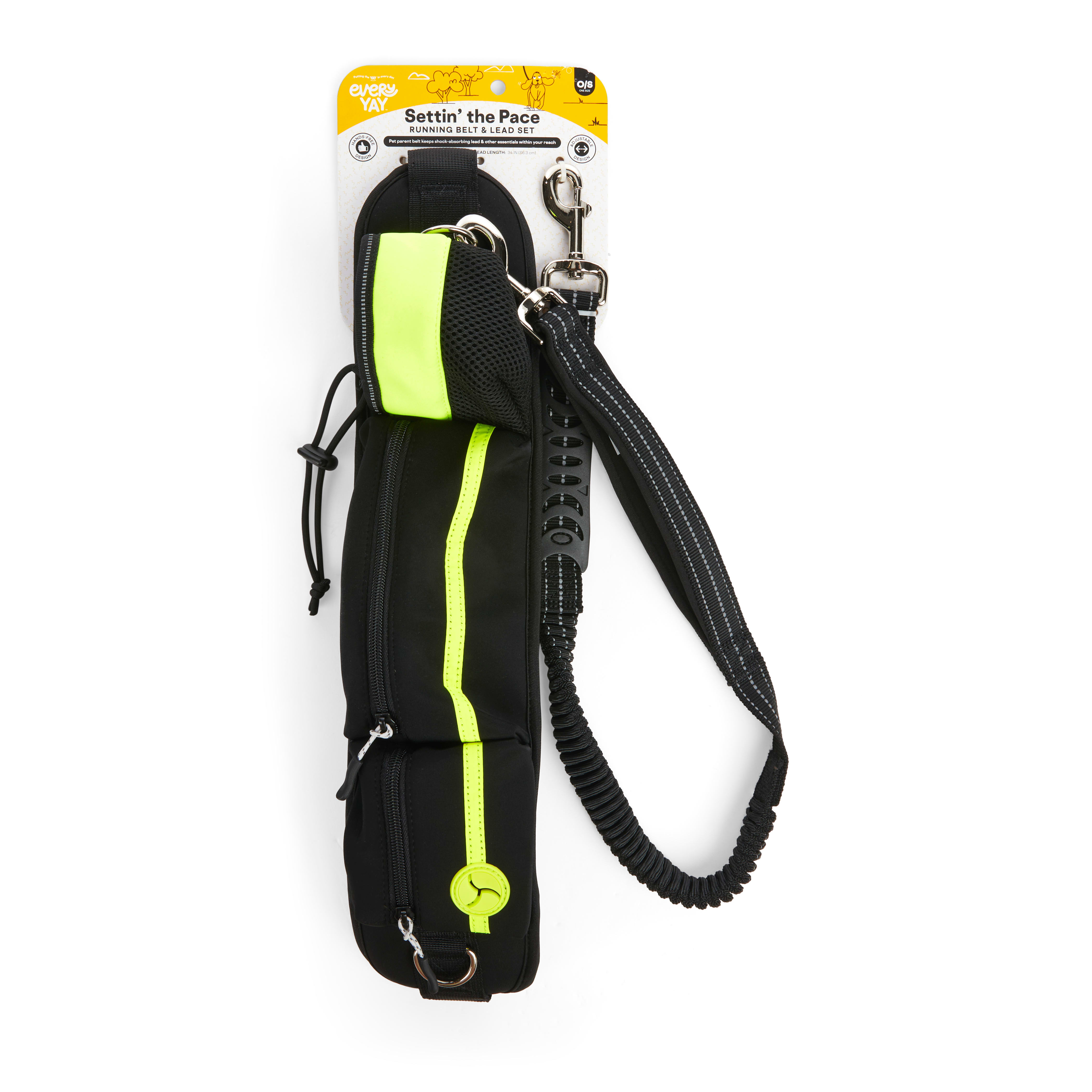 EveryYay Settin the Pace Yellow Running Belt  Leash Set for Dogs