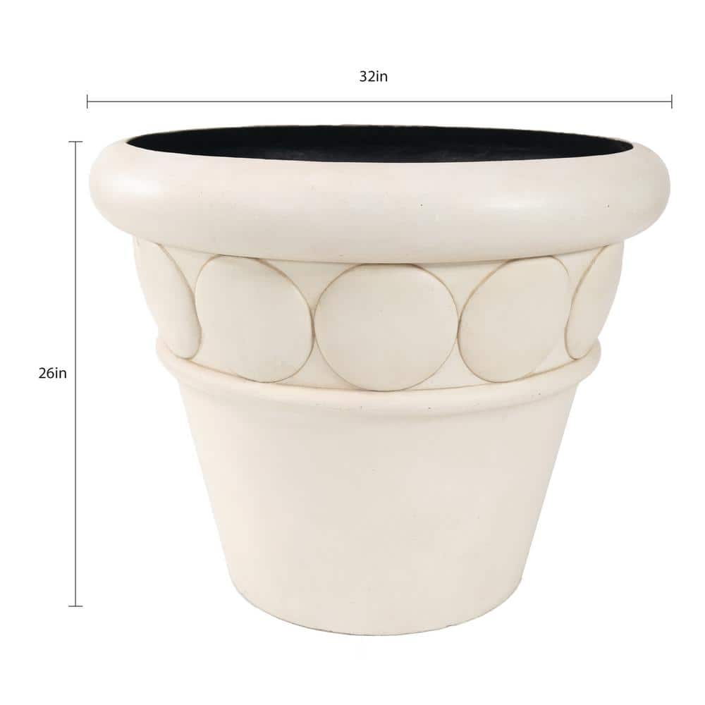 MPG 32 in. Dia Aged White Composite Commercial Planter (4-Pack) PC8138AW-4