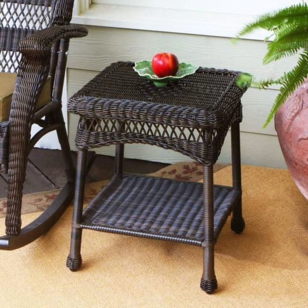 Portside Dark Roast Outdoor Wicker Side Table