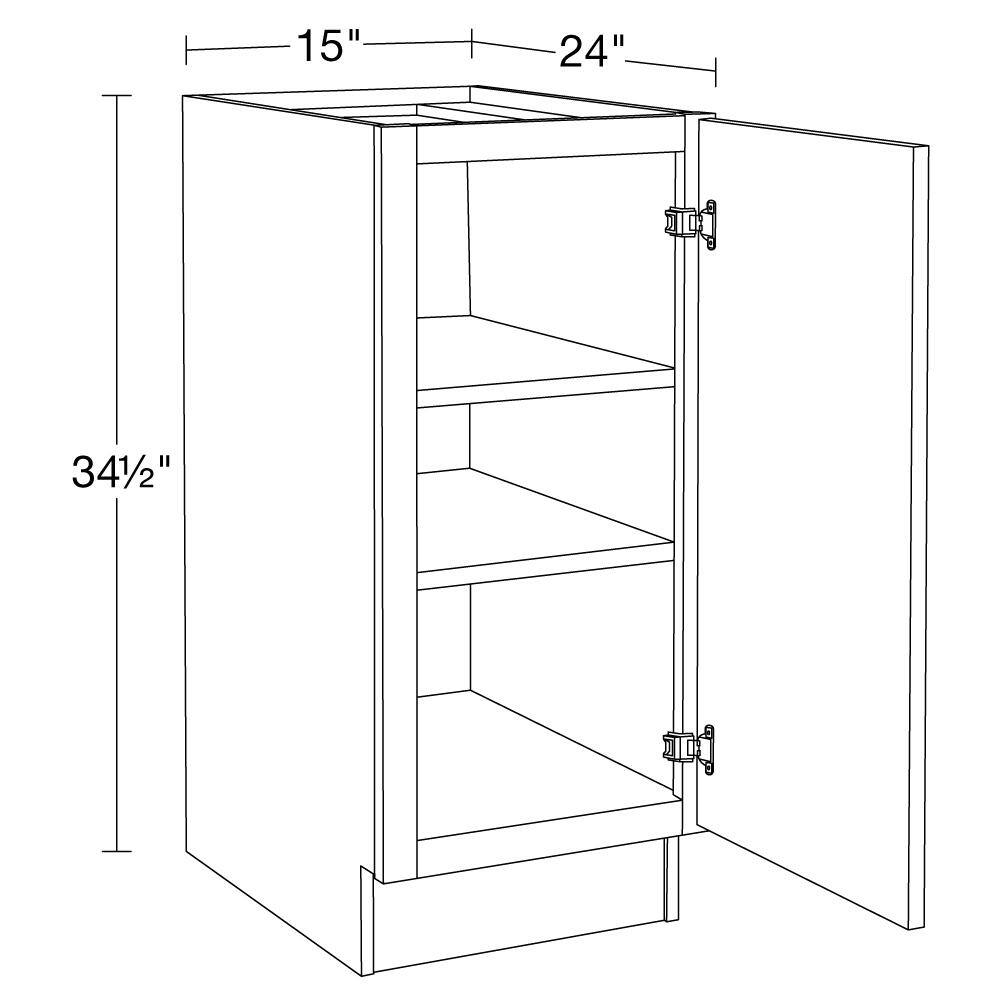 Home Decorators Collection Newport Blue Painted Plywood Shaker Stock Assembled Base Kitchen Cabinet Soft Close FH Right 15 in. x 34.5 in. x 24 in. B15FHR-NMB