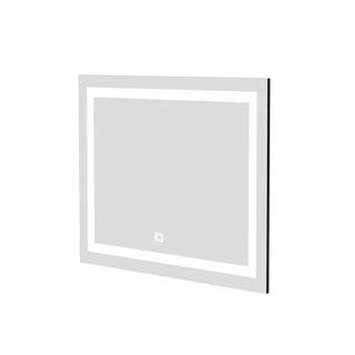 Stivier 36 in. W x 28 in. H Small Rectangular Frameless Anti-Fog Touch Sensor Wall Mount Bathroom Vanity Mirror in Silver 21S0301-36