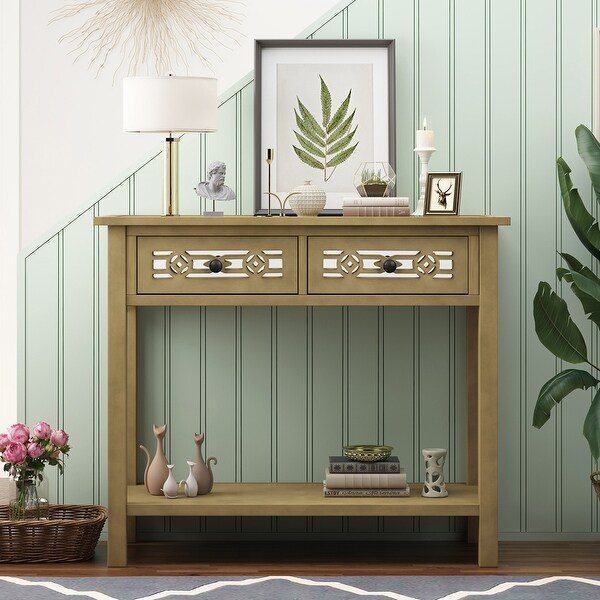 Merax Classic Console Table with 2-Drawers and Shelf