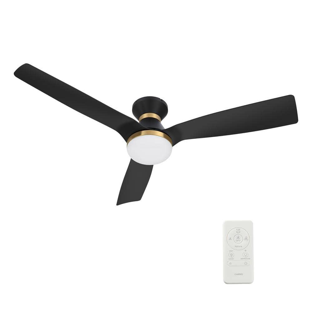 CARRO Striver 52 in Integrated LED IndoorOutdoor Black Smart Ceiling Fan with Light and Remote Works with AlexaGoogle Home