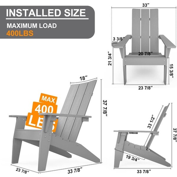 WINSOON 2Piece All Weather HIPS Outdoor Adirondack Chair with CupHolder and Ottoman