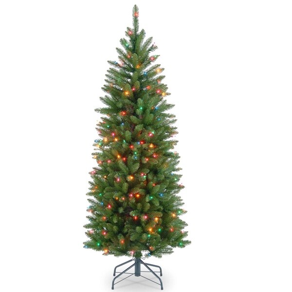 National Tree Company 4.5 ft. Kingswood Fir Hinged Pencil Tree 150 Multi Lights