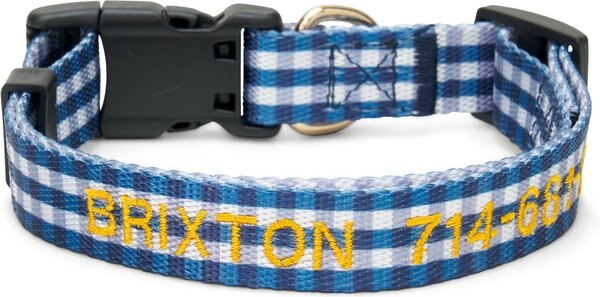 Boulevard Personalized Gingham Dog Collar