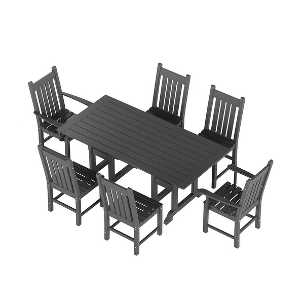 Polytrends Laguna Hdpe All Weather Outdoor Patio Dining Set with Rectangle Table，Side Chairs (7Piece Set)