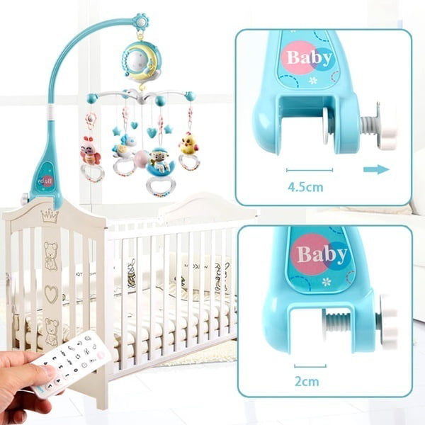 English Songs Musical Baby Crib Mobile with Projection Music Box Rattle Bed Bell Toys for 0-18 Months (without Battery)