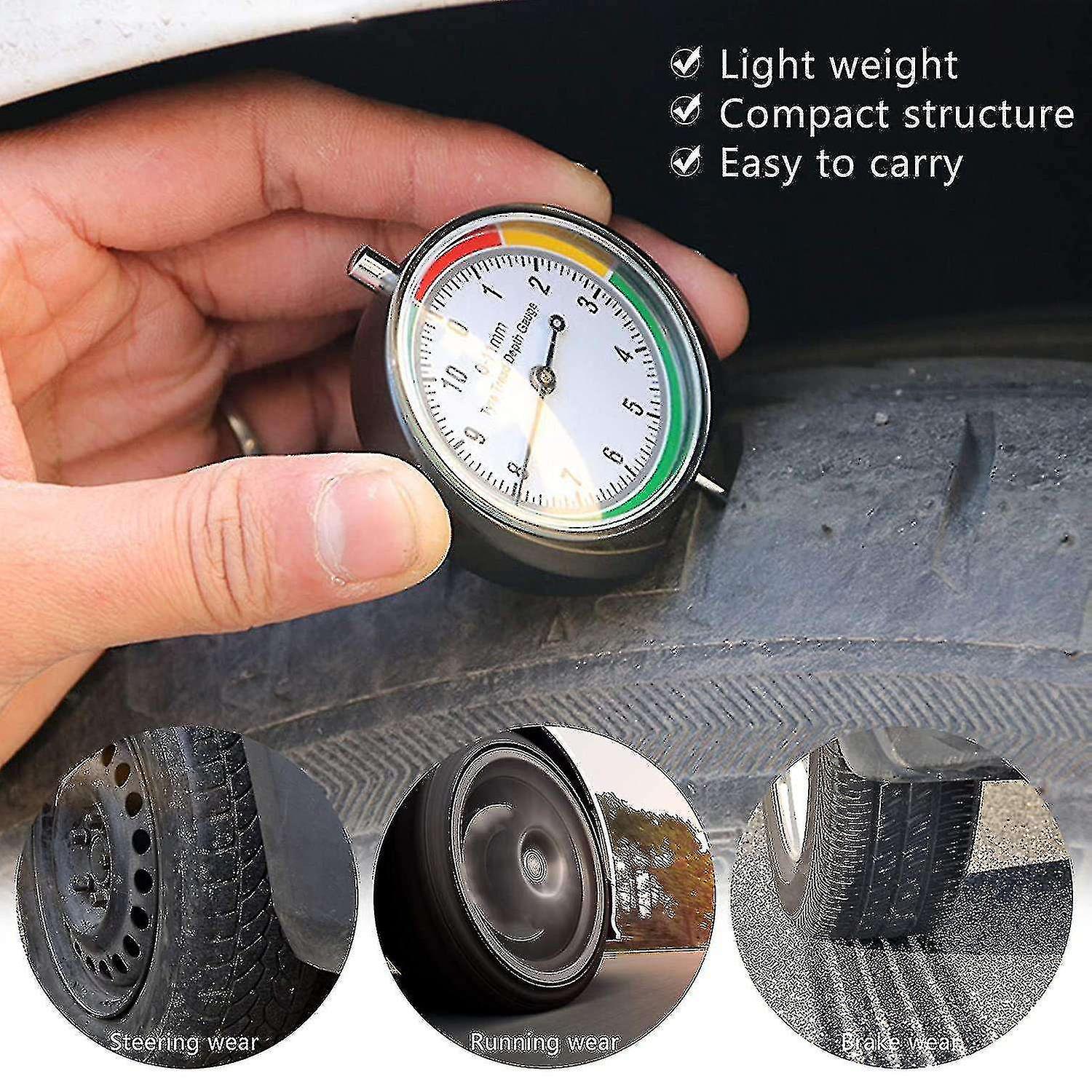 Prefessional Tyre Tread Depth Gauge0-11mm)， Portable Tyre Tread Depth Gauge For Cars， Vans， Trucks