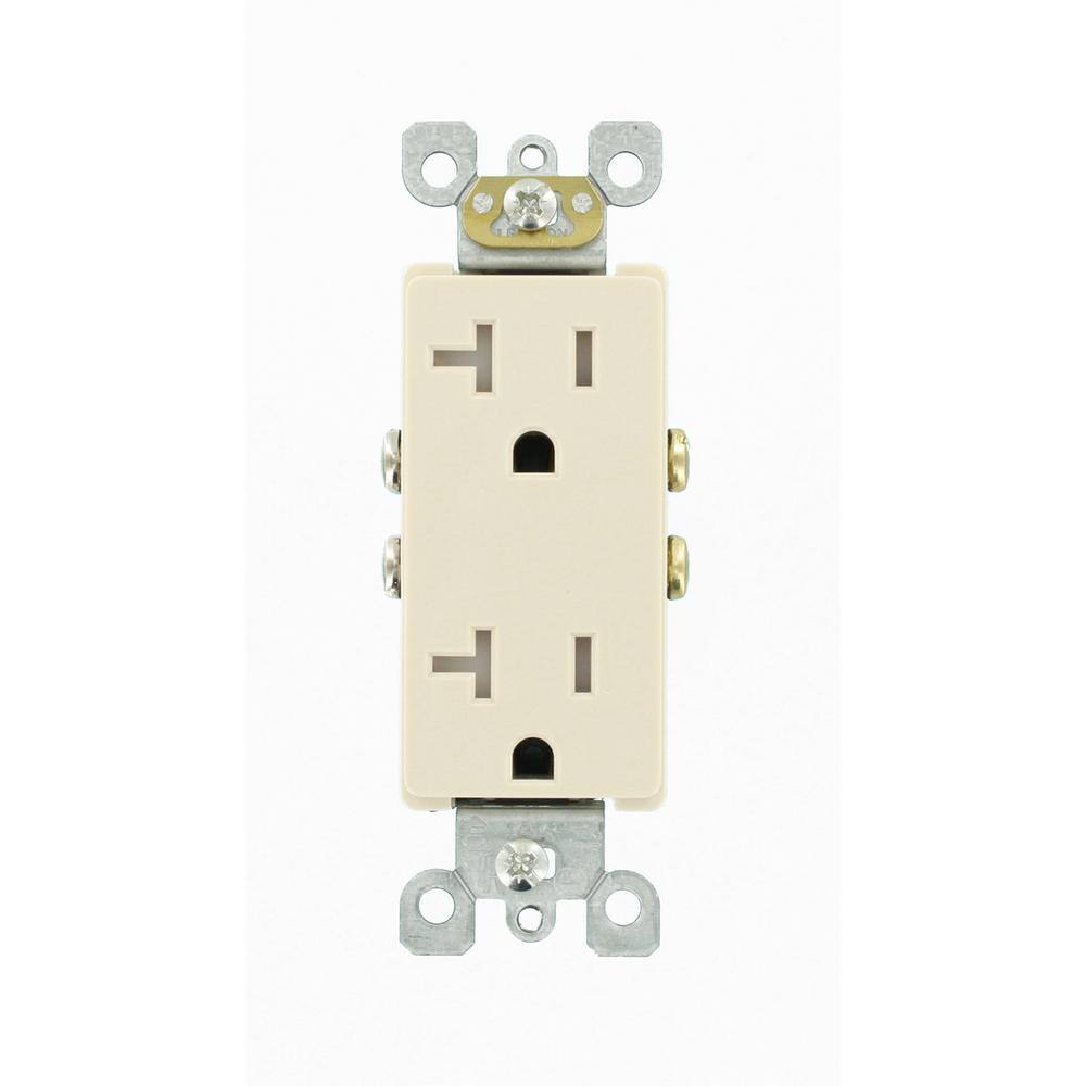 Leviton Decora 20 Amp  Tamper Resistant Duplex Outlet Light Almond R58-T5825-00T