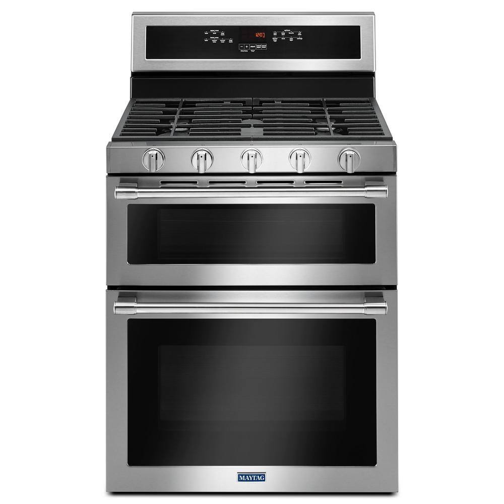 Maytag 6.0 cu. ft. Double Oven Gas Range with True Convection Oven in Fingerprint Resistant Stainless Steel MGT8800FZ