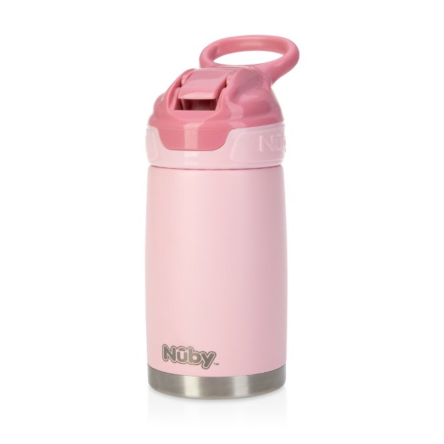 Nuby Thirsty Kids x27 10oz Stainless Steel Flip it Reflex Portable Drinkware Pink