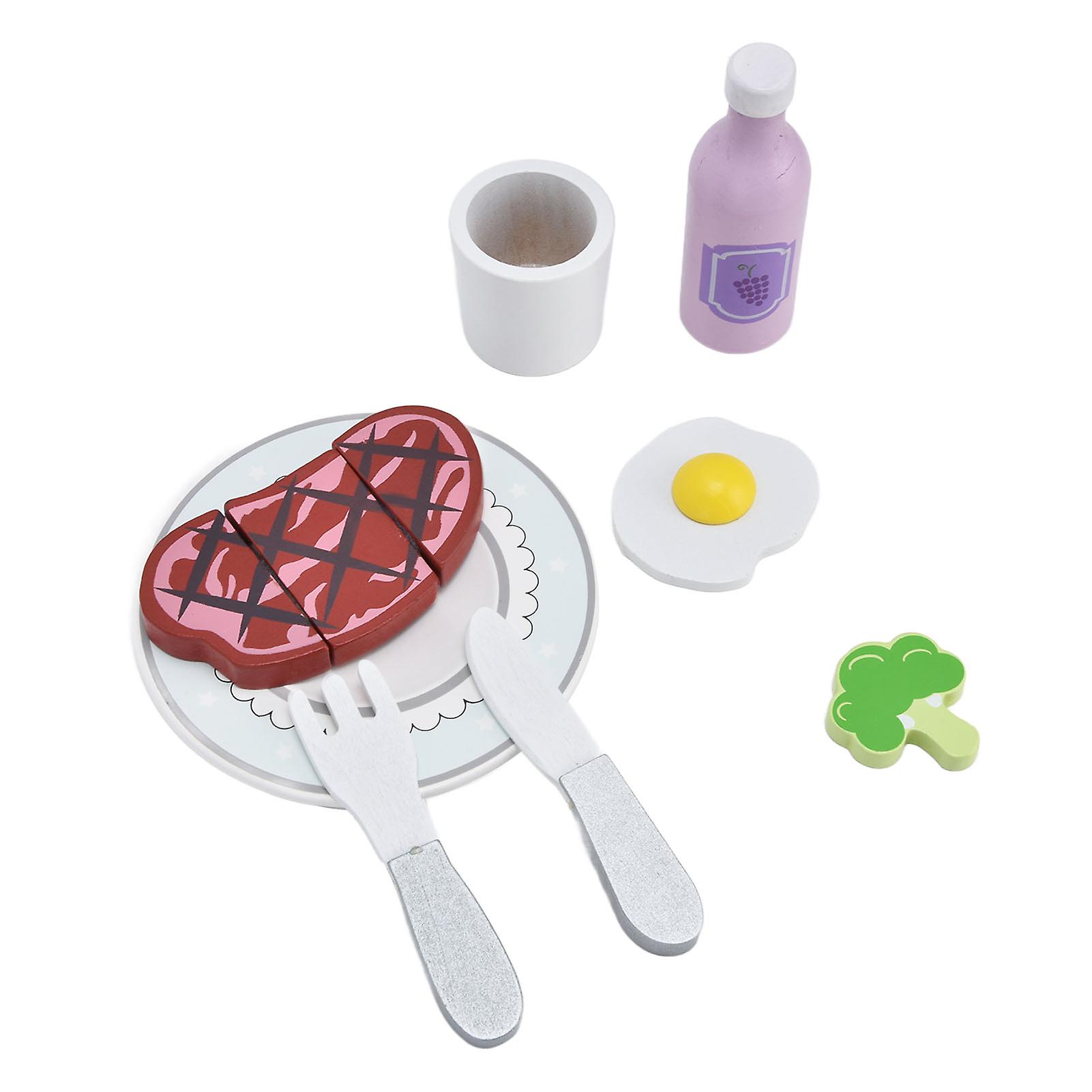 Kitchen Food Toys Steak Vegetable Omelette Simulation Kitchenware Play Set For Childrenoxyqblue