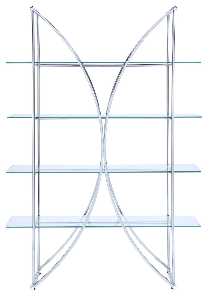 Larson 4 tier Bookcase Chrome and Clear   Modern   Bookcases   by Modon  Houzz