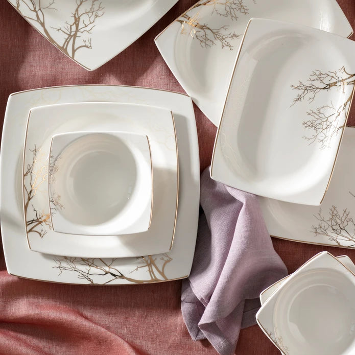 Karaca Autumn Fine Cream 60 Pieces Dinner Set For 12 People Square 153.03.07.6209