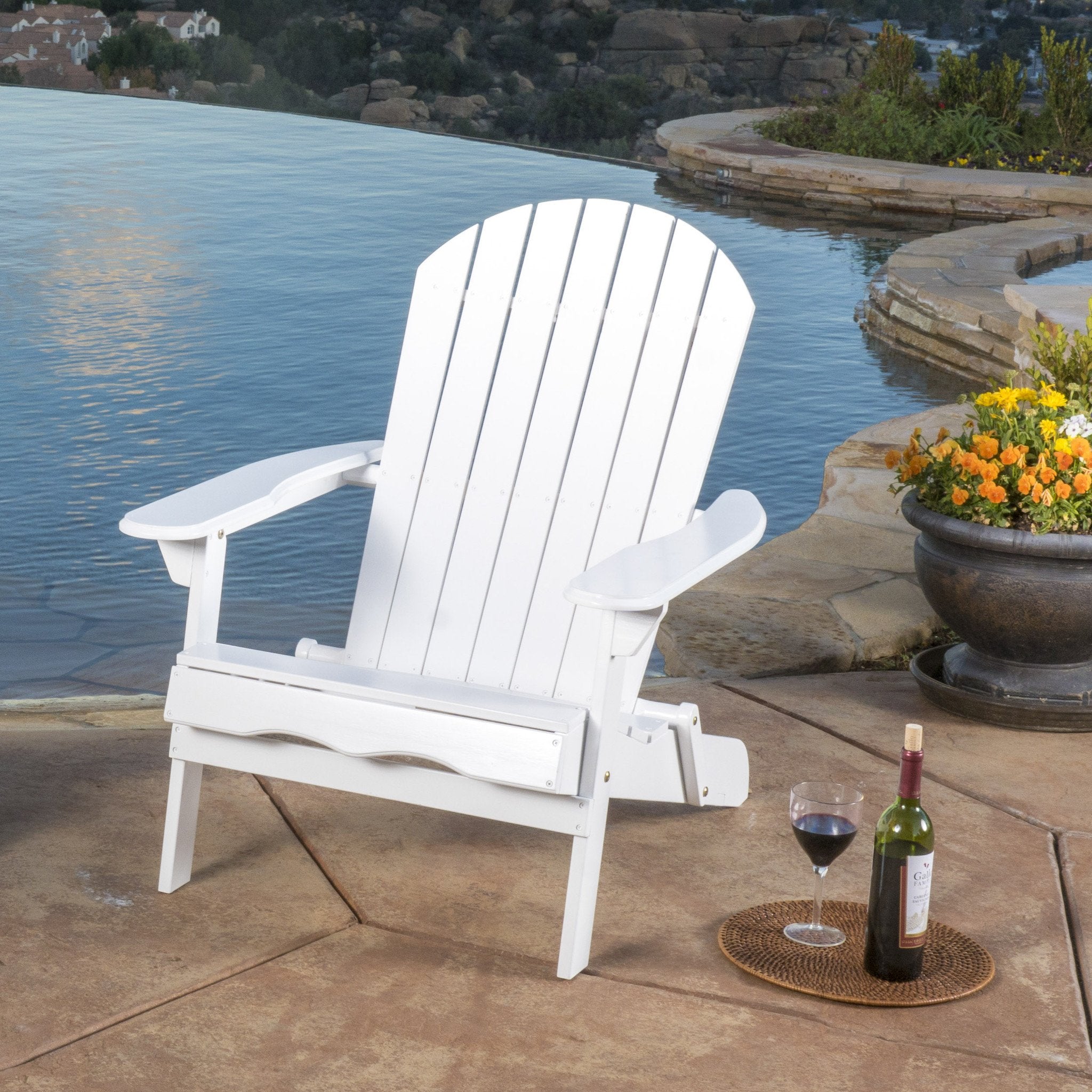 Milan Outdoor Acacia Wood Folding Adirondack Chair