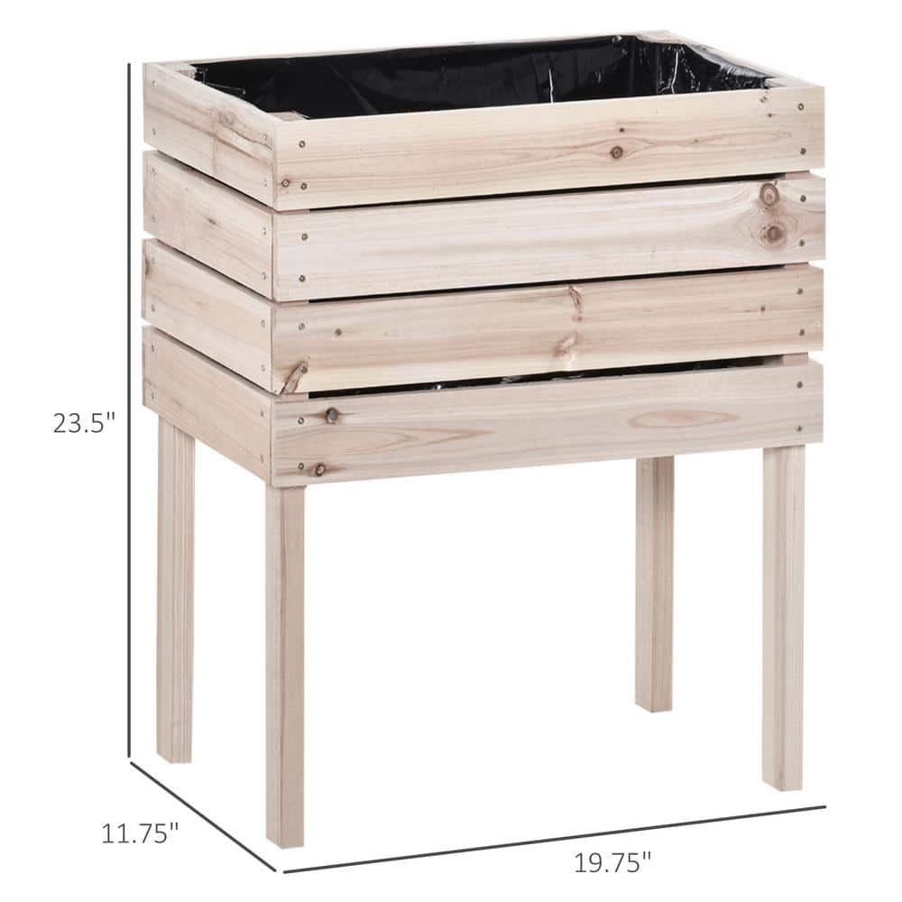 Outsunny Natural Fir Wood Planter Raised Garden Beds Kits 4-Pieces Elevated Garden Beds 845-350