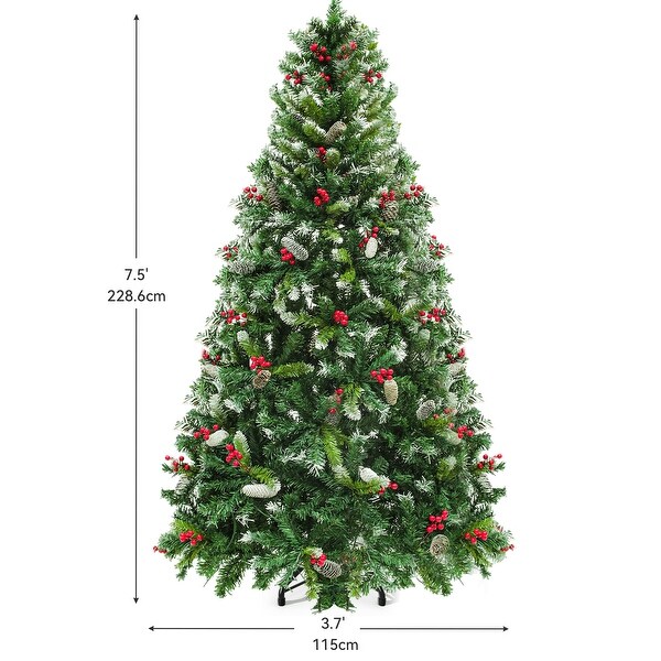 6/7.5/9 FT PreLit Frosted Pine Artificial Christmas Tree with LED Lights