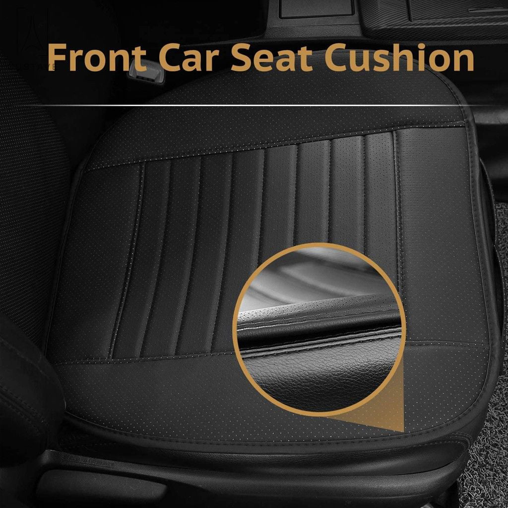 Gustave Universal Car Seat Cover， Car Front Seat Cushion Breathable PU Leather Pad Mat Non Slip Bottom for Auto Supplies Office Chair with Storage Pouch 