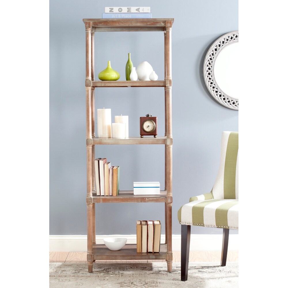 SAFAVIEH Odessa Washed Natural Pine 5 Tier Bookcase   23.6\