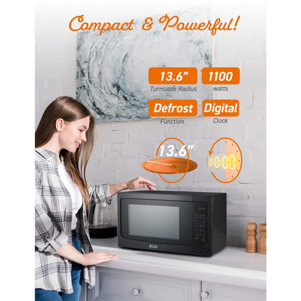 Commercial CHEF 218 in Width 16 cu ft Black 1100Watt Countertop Microwave Oven