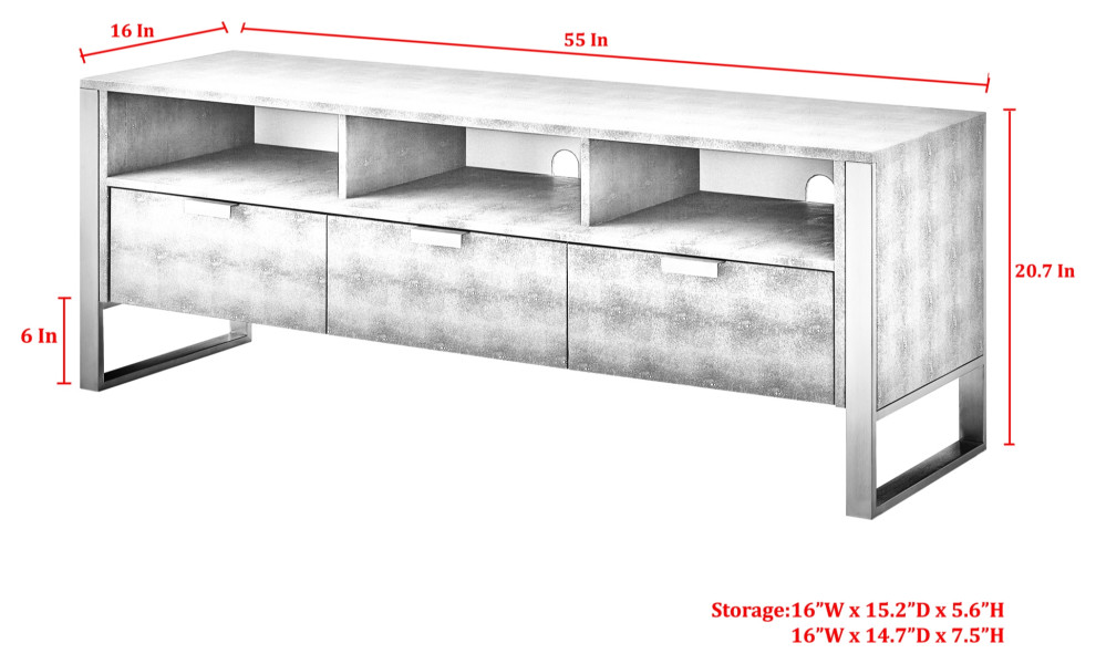 Nicole Miller Chayton TV Stand  Faux Shagreen 55Lx16Wx20.7H   Contemporary   Entertainment Centers And Tv Stands   by Inspired Home  Houzz