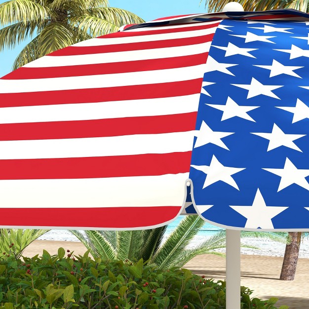 Outsunny 5 7 x27 Beach Umbrella Outdoor Umbrella With Vented Canopy American National Flag