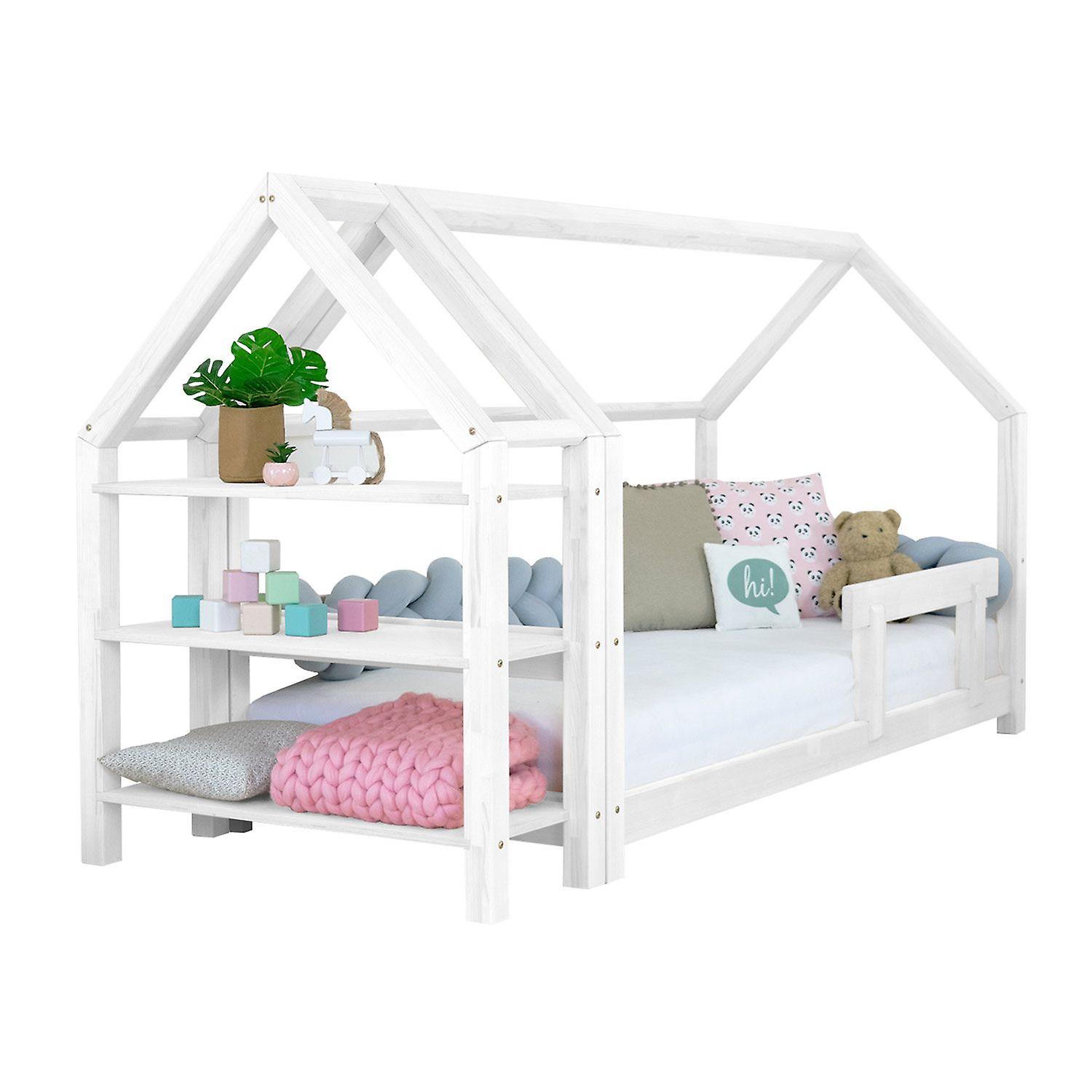 House bed with shelf 90 x 180 white