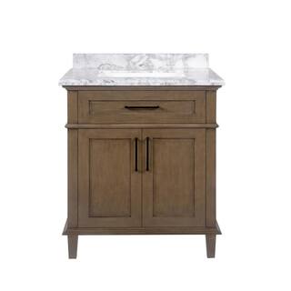 Home Decorators Collection Sonoma 30 in. W x 22 in. D x 34.3 in. H Bath Vanity in Almond Latte with White Carrara Marble Top Sonoma 30AL