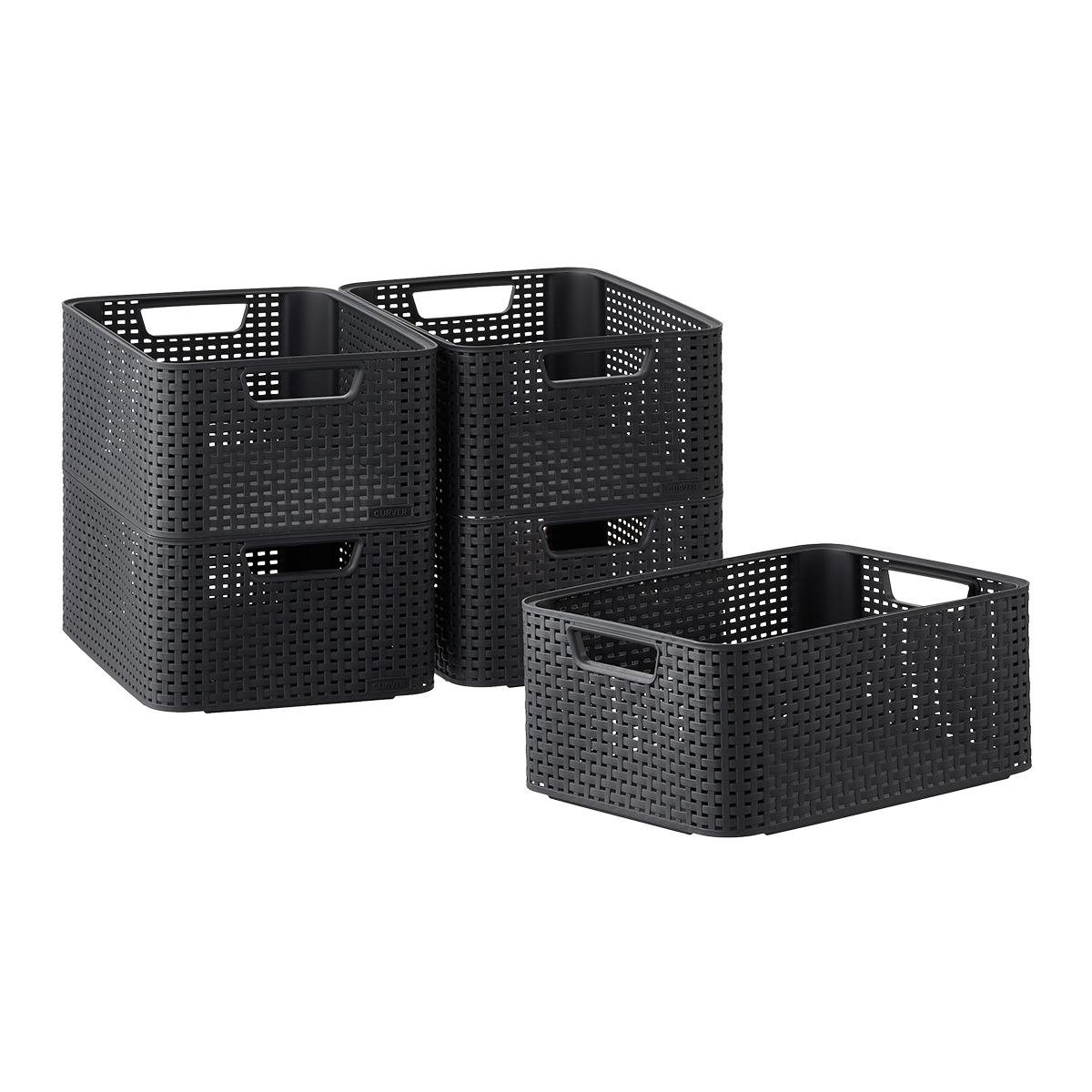 Curver White Basketweave Storage Bin with Handles