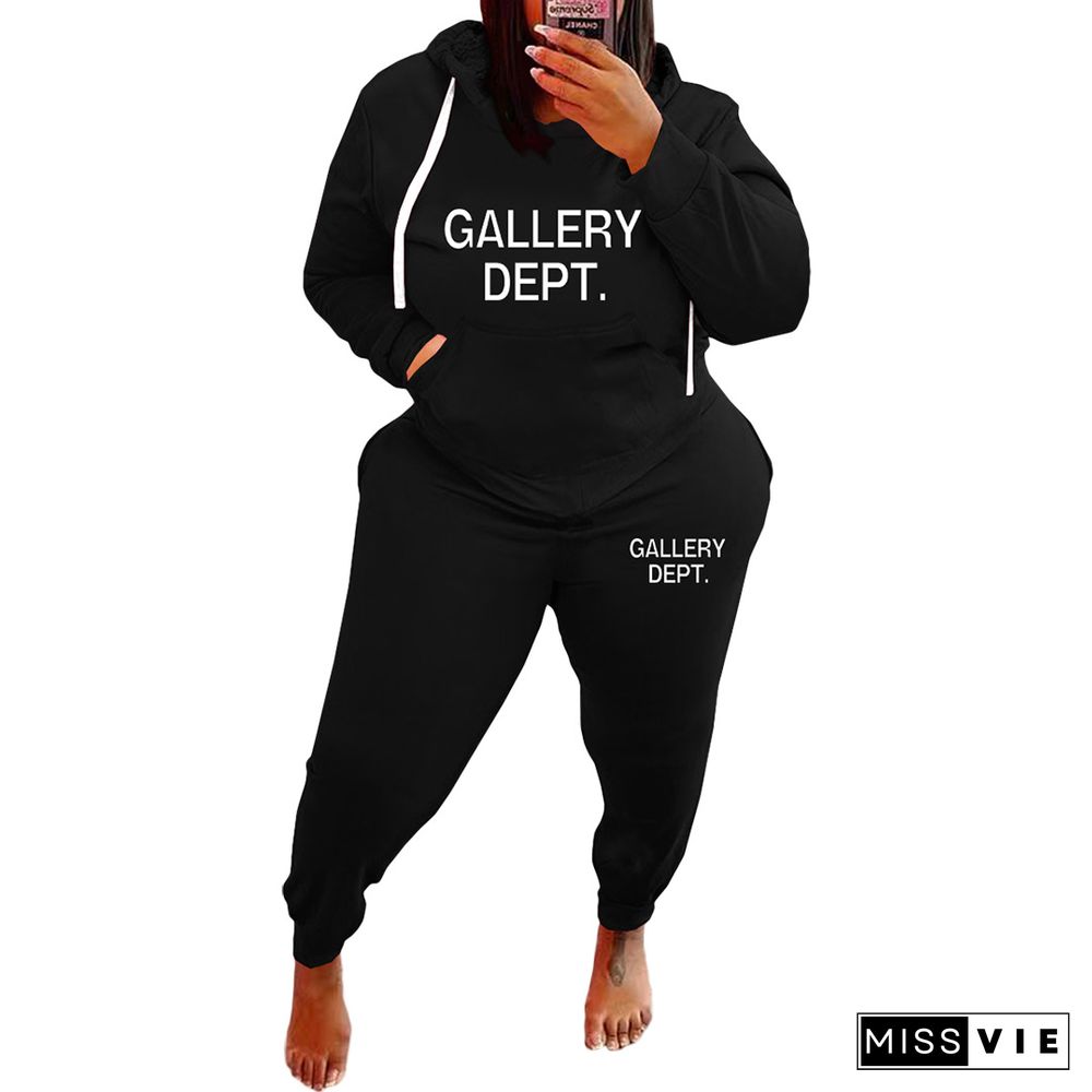 Plus Size Hoodies Sweatshirt and Pants 2 Pieces Sets