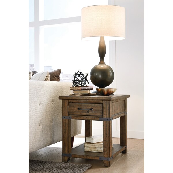 Carbon Loft Michael Farmhouse Timber Pine Rectangular End Table - 20.00l x 26.00w x 24.00h