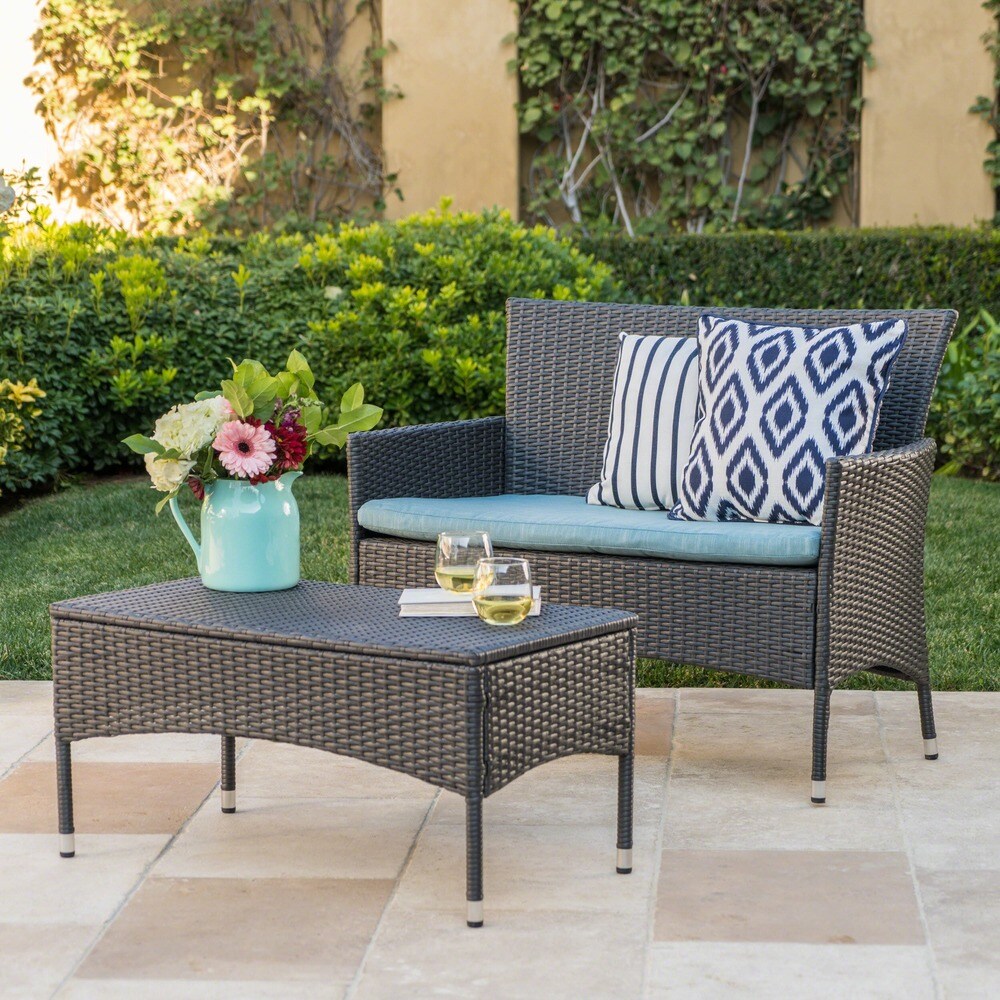 Malta 2 piece Outdoor Wicker Loveseat Set by Christopher Knight Home