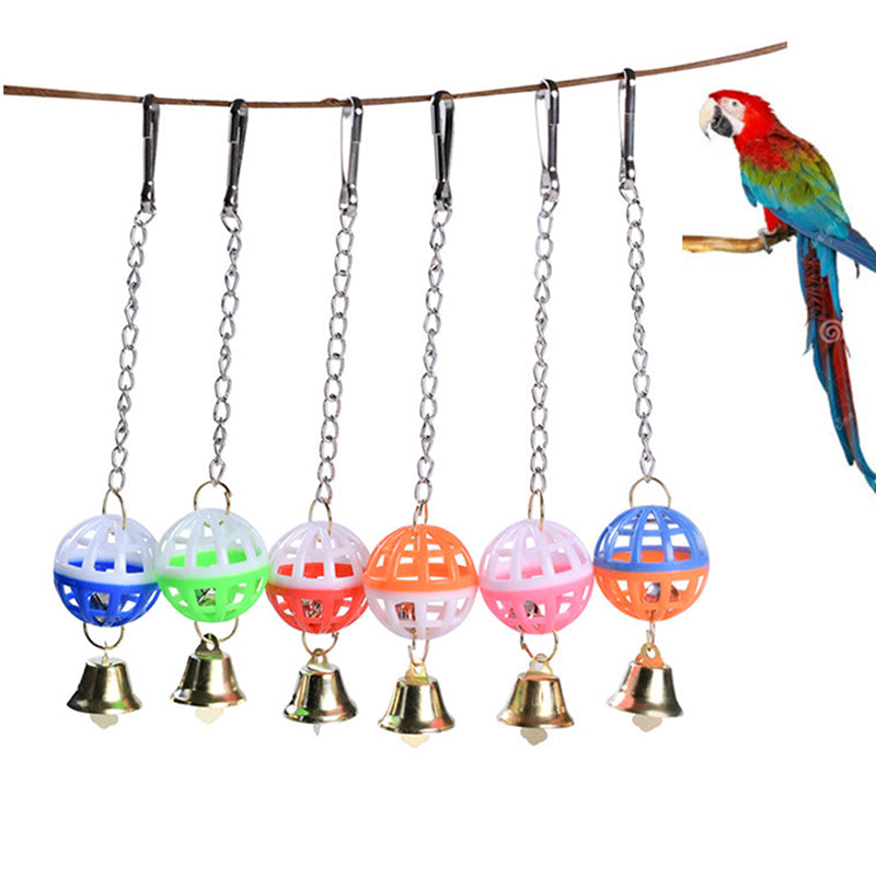 Pet Parrot Bird Cockatiel Bell Swing Ball Hanging Cage Toy Pet Supplies