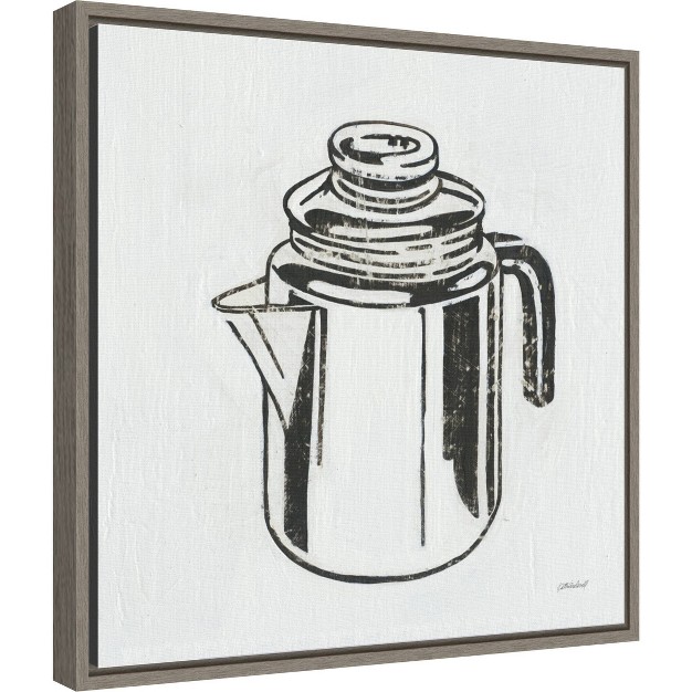 X 16 quot Retro Coffee Pot Kitchen By Kathrine Lovell Framed Wall Canvas Amanti Art