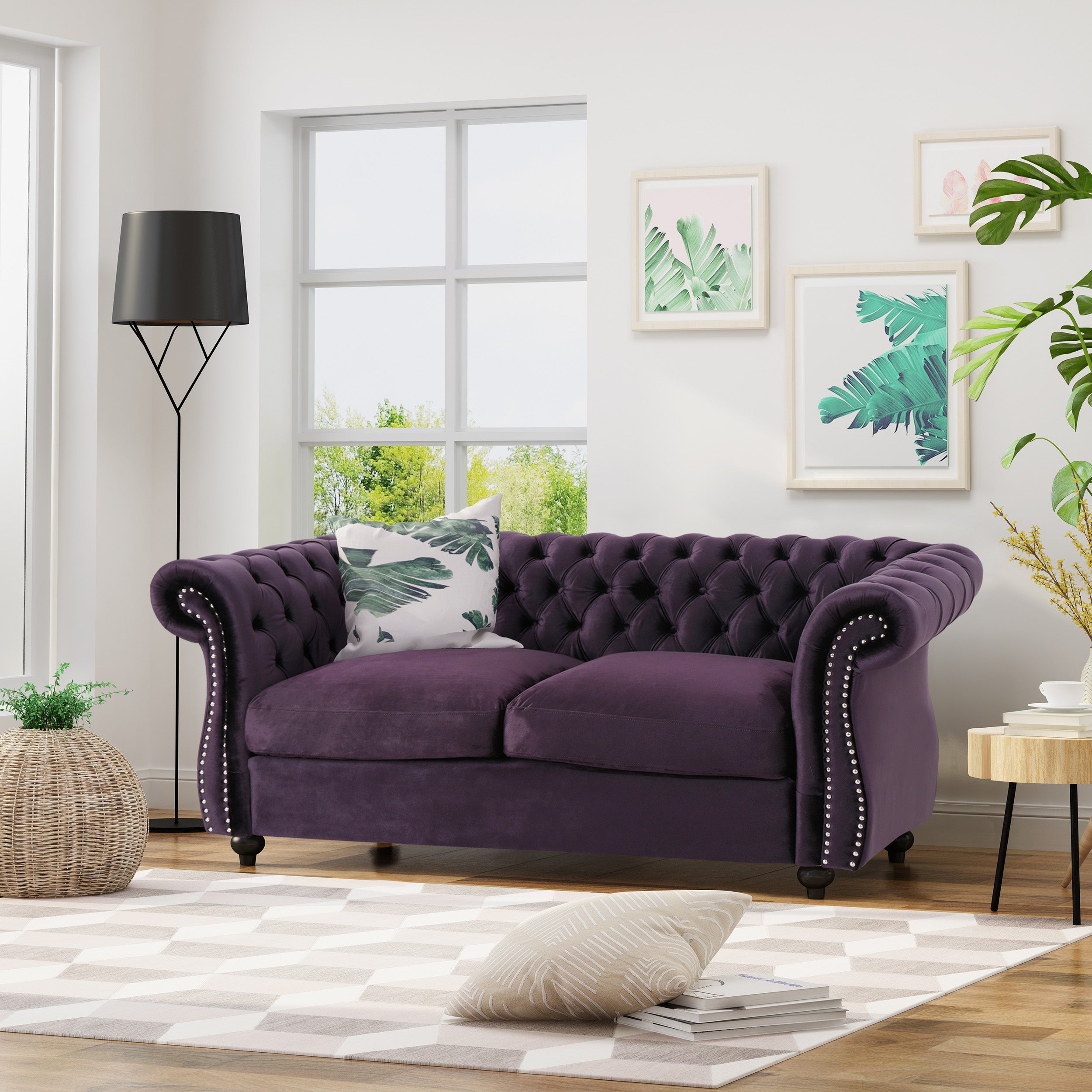 Kyle Traditional Chesterfield Velvet Loveseat Sofa