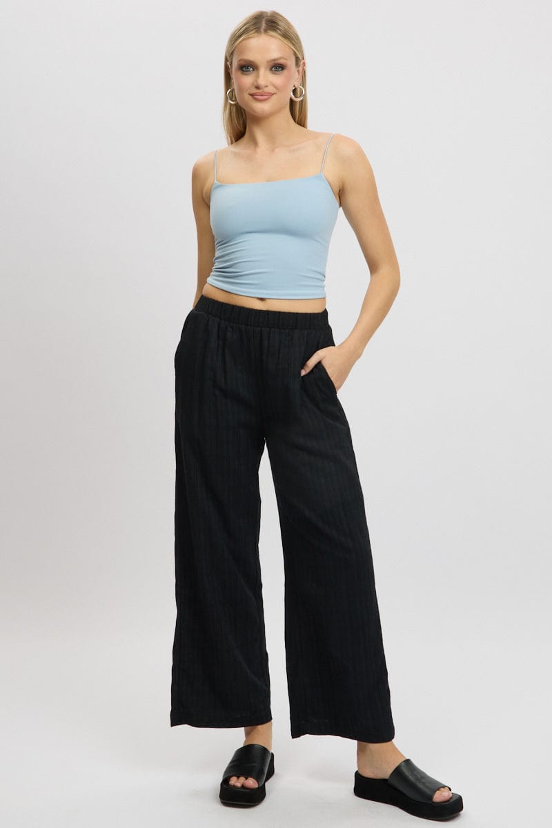 Black Wide Leg Pants Elasticated Waist