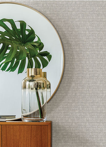 Zeke Silver Imitation Fabric Wallpaper from the Lustre Collection