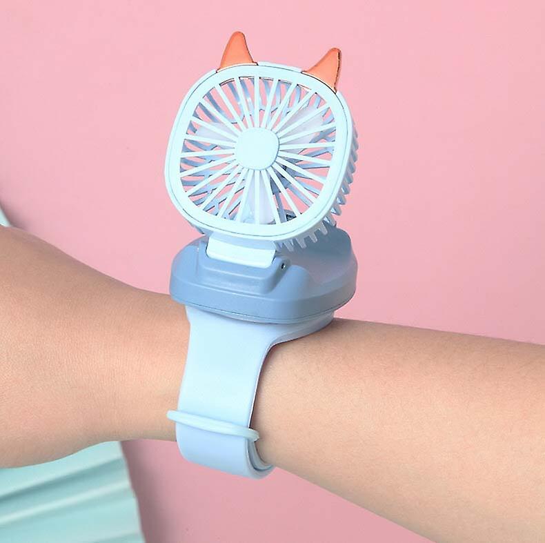 Watch Fan Blue Creative Usb Charging Cartoon Fan Children's Handheld Wristband Electric Fan-pink