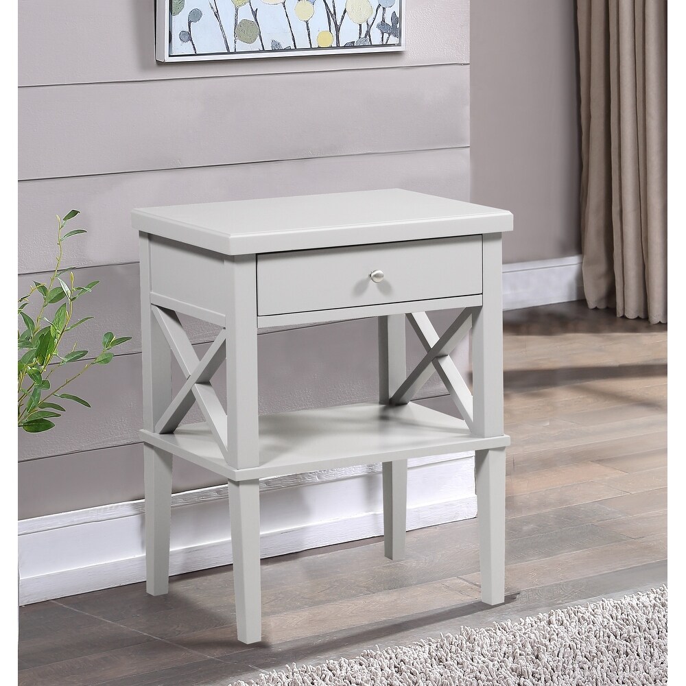 Madison Double Bed Table Simple Side Table with 1 Drawer and Open Shelving Small Bedroom Dresser Accent Table Chair Side