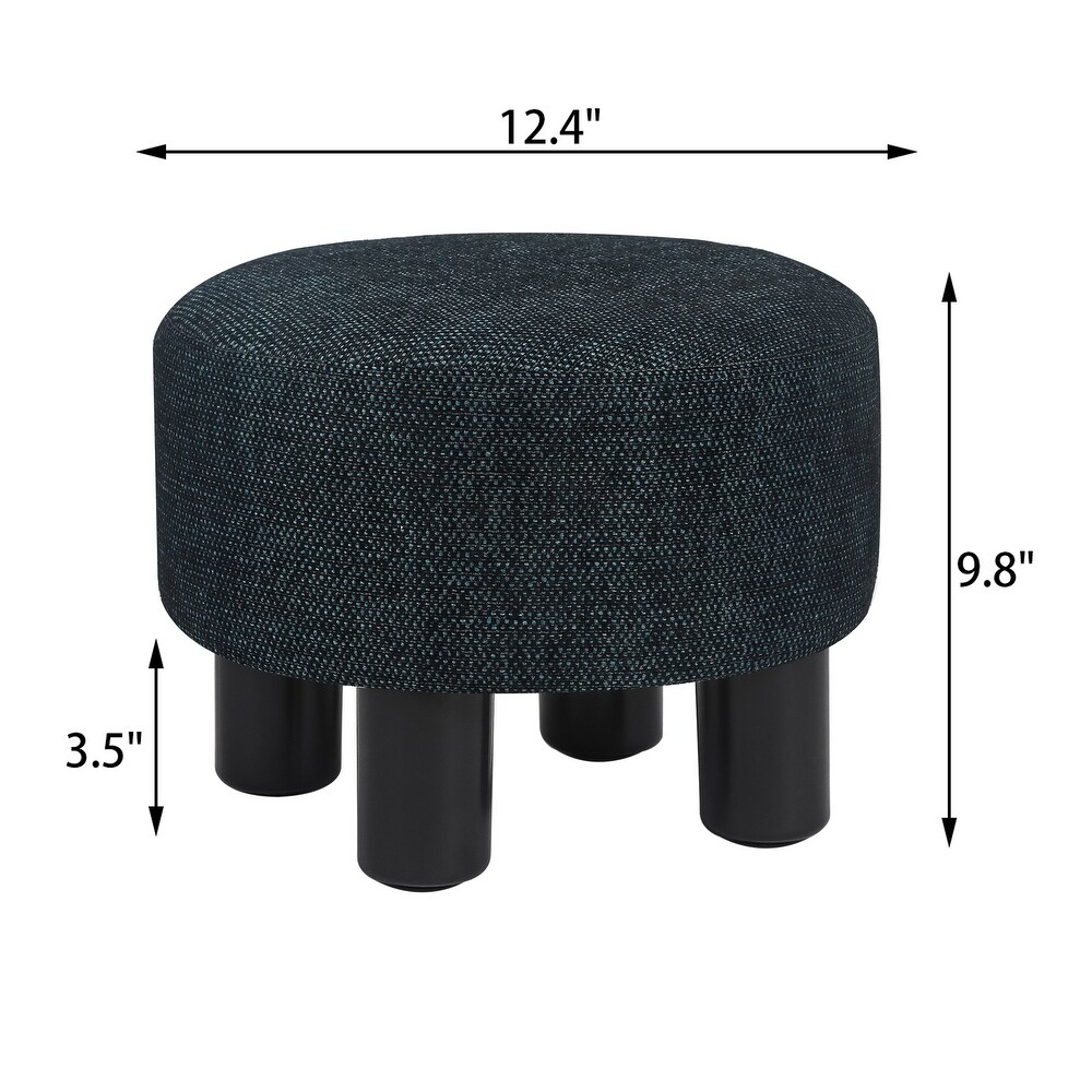 Adeco Round Ottoman Velvet Footrest Stool Modern Padded Seat Footstool