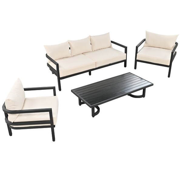 4-Pieces Outdoor Steel Sofa Set for 4， Waterproof， Anti-rust and Anti-uv - Overstock - 37583310