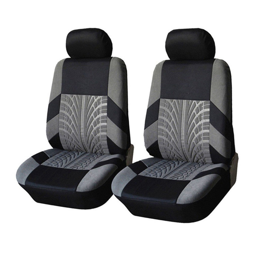 ALLTIMES Universal Car Seat Covers， Gray+Black Polyester Cloth Front and Rear Split Bench Seat Covers