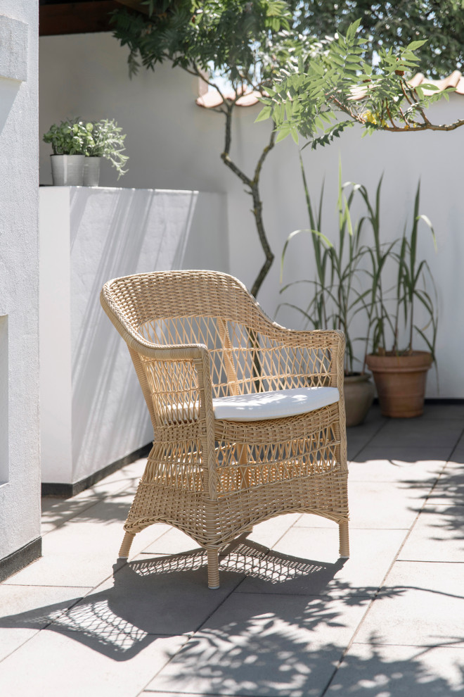 Charlot Chair With Cushion  Natural Finish   Tropical   Outdoor Dining Chairs   by Sika Design  Houzz