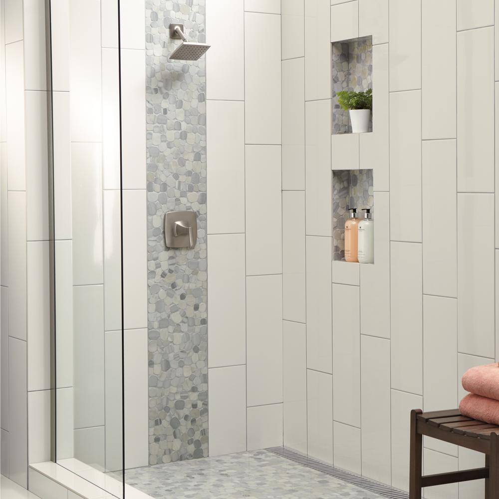 Daltile Stone Decor Shadow 12 in. x 12 in. x 10 mm Marble Pebble Mosaic Floor and Wall Tile (0.95 sq. ft. Each) ST54FLPEBCCMS1L