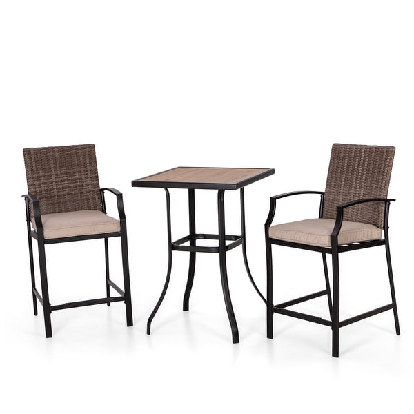 3piece Outdoor Swivel Bar Stool and Table Bistro Set