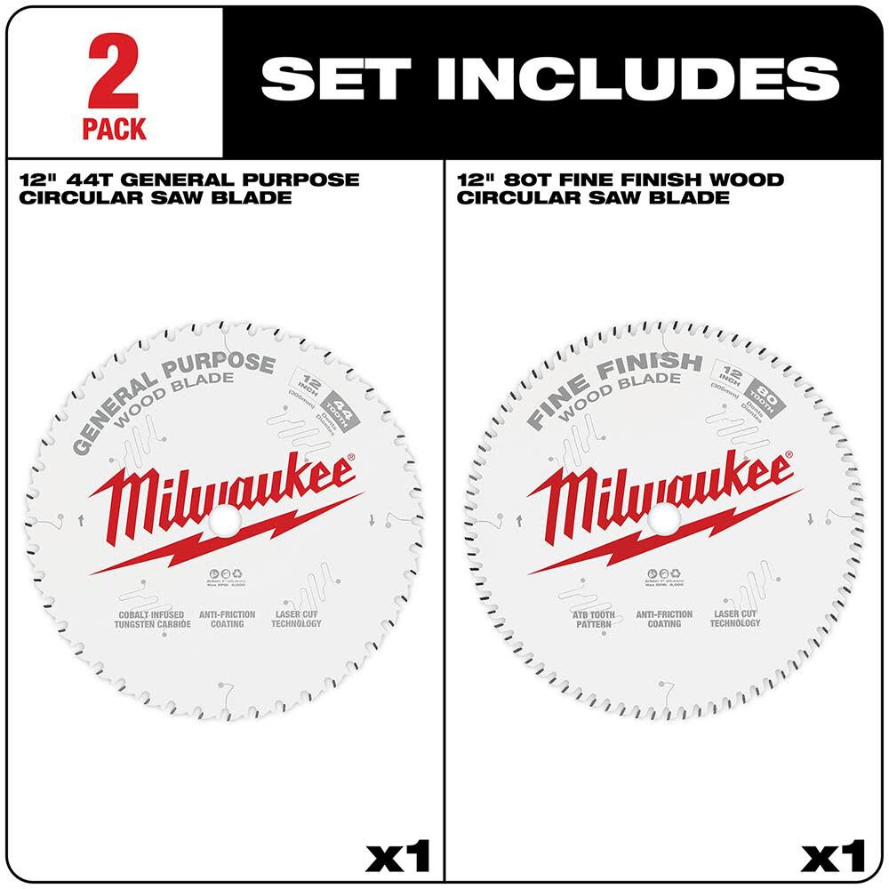 MW 12 in. 44T + 80T Two Pack Circular Saw Blade 48-40-1232 from MW